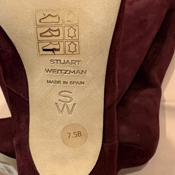Stuart Weitzman Women's Dark Red Heeled Boots - Picture 7 of 7